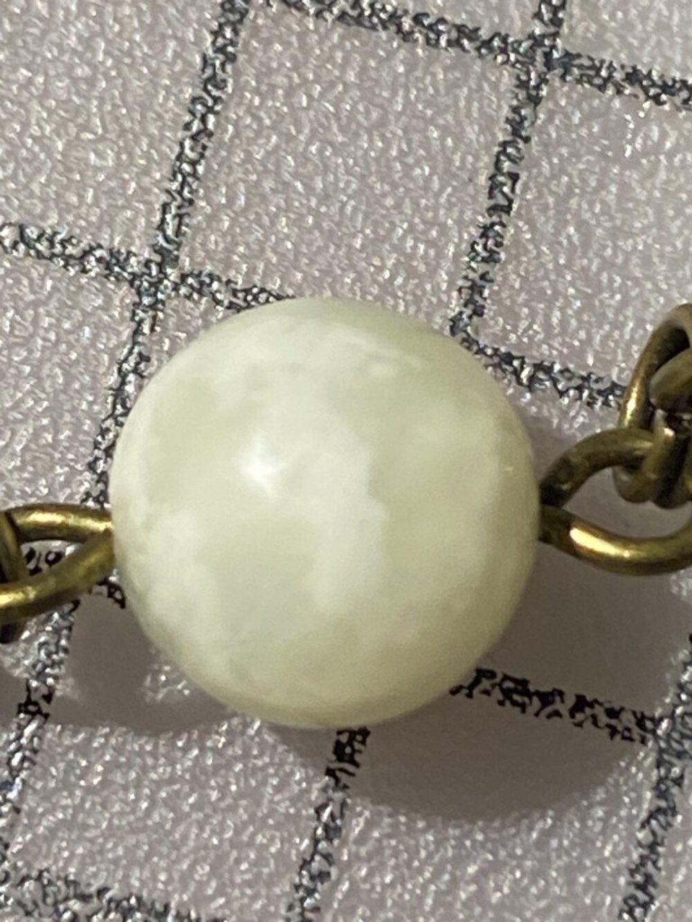 Natural Pale Green Serpentine Short Necklace, Gemstone & Bronze Round Mushroom - Picture 9 of 13
